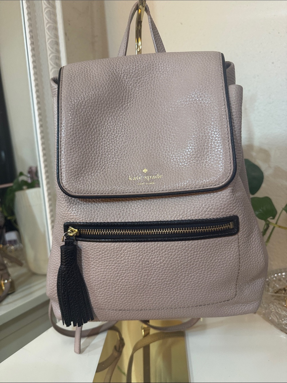 kate spade Pebbled Leather Backpack in Light Mauve